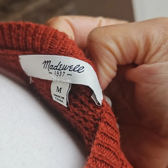 Madewell Knit Rust Colored Long Sleeve Sweater - Picture 4 of 5